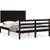 Rám postele s čelem 140 x 190 cm masivní dřevo [3195205] (Barva Černá)