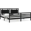 Rám postele s čelem Super King Size masivní dřevo [3194070] (Barva Černá)