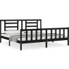 Rám postele s čelem 200 x 200 cm masivní dřevo [3192905] (Barva Černá)
