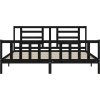 Rám postele s čelem 200 x 200 cm masivní dřevo [3192905] (Barva Černá)