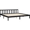 Rám postele s čelem 200 x 200 cm masivní dřevo [3192905] (Barva Černá)