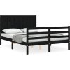 Rám postele s čelem 140 x 190 cm masivní dřevo [3194490] (Barva Černá)