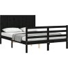 Rám postele s čelem 140 x 190 cm masivní dřevo [3194490] (Barva Černá)