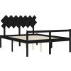 Postel s čelem pro seniory King Size masivní dřevo [3195555] (Barva Černá)