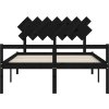 Postel s čelem pro seniory King Size masivní dřevo [3195555] (Barva Černá)