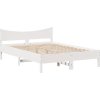 Rám postele s čelem 160 x 200 cm masivní borové dřevo [3307039] (Barva Bílá)
