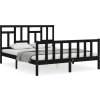 Rám postele s čelem 160 x 200 cm masivní dřevo [3193155] (Barva Černá)