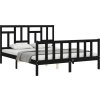 Rám postele s čelem 160 x 200 cm masivní dřevo [3193155] (Barva Černá)