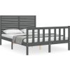 Rám postele s čelem 140 x 190 cm masivní dřevo [3193188] (Barva Šedá)