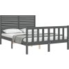 Rám postele s čelem 140 x 190 cm masivní dřevo [3193188] (Barva Šedá)