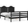 Rám postele s čelem 140 x 200 cm masivní dřevo [3194185] (Barva Černá)