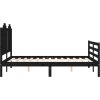 Rám postele s čelem 140 x 200 cm masivní dřevo [3194185] (Barva Černá)