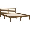 Rám postele s čelem 140 x 200 cm masivní dřevo [3194185] (Barva Černá)