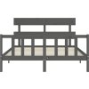 Rám postele s čelem 160 x 200 cm masivní dřevo [3193285] (Barva Černá)