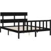 Rám postele s čelem 160 x 200 cm masivní dřevo [3193285] (Barva Černá)