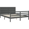 Rám postele s čelem 160 x 200 cm masivní dřevo [3194648] (Barva Šedá)