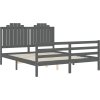 Rám postele s čelem 160 x 200 cm masivní dřevo [3194193] (Barva Šedá)