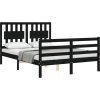 Rám postele s čelem 140 x 190 cm masivní dřevo [3194295] (Barva Černá)