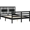 Rám postele s čelem 140 x 190 cm masivní dřevo [3194295] (Barva Černá)