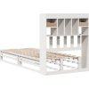 Postel s knihovnou bez matrace 100x200 cm masivní borovice [3323954] (Barva Bílá)