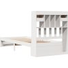 Postel s knihovnou bez matrace 90x200 cm masivní borovice [3322414] (Barva Bílá)