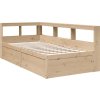 Postel s knihovnou bez matrace 90x190 cm masivní borovice [3324481] (Barva Přírodní)