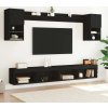 6dílná obývací stěna s LED osvětlením kompozitní dřevo [3216687] (Barva Černá)