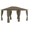 Zahradní altán se závěsy 4 x 3 m [312232] (Barva Taupe)