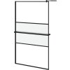 Zástěna do průchozí sprchy s policí 115x195 cm ESG/hliník [3185483] (Barva Černá)
