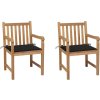 Zahradní židle 2 ks s mi poduškami masivní teak [3062731] (Barva Šedá)