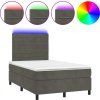 Box spring postel s matrací a LED 120 x 190 cm samet [3270320] (Barva Tmavě zelená)