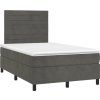Box spring postel s matrací a LED 120 x 190 cm samet [3270320] (Barva Tmavě zelená)