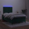 Box spring postel s matrací a LED 120 x 190 cm samet [3270320] (Barva Tmavě zelená)
