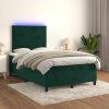 Box spring postel s matrací a LED 120 x 190 cm samet [3270320] (Barva Tmavě zelená)