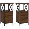 Noční stolky 2 ks 34x35,5x70 cm kompozitní dřevo [825952] (Barva Hnědý dub)