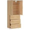 Skříň highboard 69,5 x 34 x 180 cm kompozitní dřevo [3199737] (Barva Bílá)
