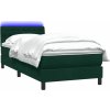 Box spring postel s matrací a LED 90x220 cm samet [3317202] (Barva Tmavě zelená)