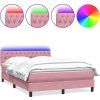 Box spring postel s matrací a LED 160x220 cm samet [3317223] (Barva Světle šedá)