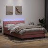 Box spring postel s matrací a LED 160x220 cm samet [3317223] (Barva Světle šedá)