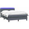 Box spring postel s matrací a LED 160x220 cm samet [3317127] (Barva Světle šedá)