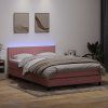 Box spring postel s matrací a LED 160x220 cm samet [3317127] (Barva Světle šedá)