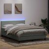 Box spring postel s matrací a LED 140x210 cm samet [3316690] (Barva Tmavě šedá)