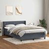 Box spring postel s matrací 140x220 cm samet [3318322] (Barva Tmavě šedá)