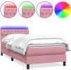 Box spring postel s matrací a LED 90x210 cm samet [3317155] (Barva Tmavě moddrá)