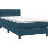 Box spring postel s matrací a LED 90x210 cm samet [3317155] (Barva Tmavě moddrá)