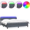 Box spring postel s matrací a LED 180x210 cm samet [3317182] (Barva Tmavě šedá)