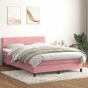 Box spring postel s matrací a LED 160x210 cm samet [3316695] (Barva Světle šedá)