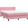 Box spring postel s matrací a LED 160x210 cm samet [3316695] (Barva Světle šedá)