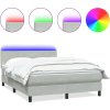 Box spring postel s matrací a LED 160x210 cm samet [3316695] (Barva Světle šedá)