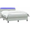 Box spring postel s matrací a LED 160x210 cm samet [3316695] (Barva Světle šedá)